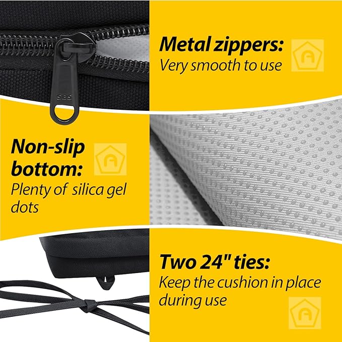 AAAAAcessories Outdoor Seat Cushions for Chairs, Waterproof, Fade-Resistant Patio Furniture Replacement Cushions, 19" x 19" x 3", Set of 2, Black