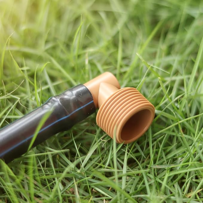 12 Pieces 3/4 Inch PVC to 1/2 Inch Drip Irrigation Adapter Fittings, 3/4" Male Pipe Thread(MPT) x 1/2" Drip Line Barbed Elbow Connectors 3/4-in PVC to 1/2-in Poly Tubing Adapter