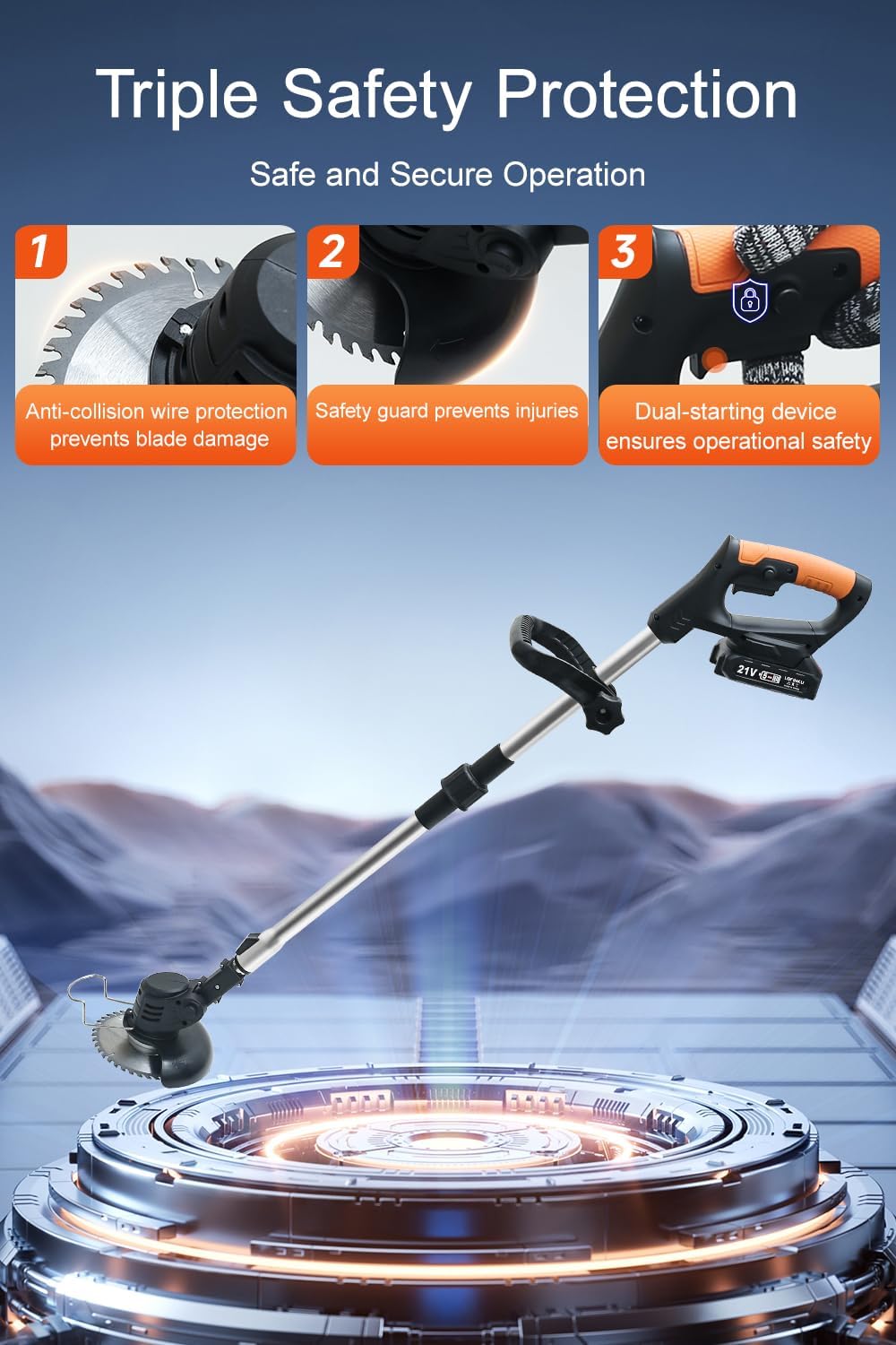 Cordless Weed Wacker,Electric Weed Eater,2 Batteries,Grass Trimmer Cordless,Weed Erimmer Black GCJ