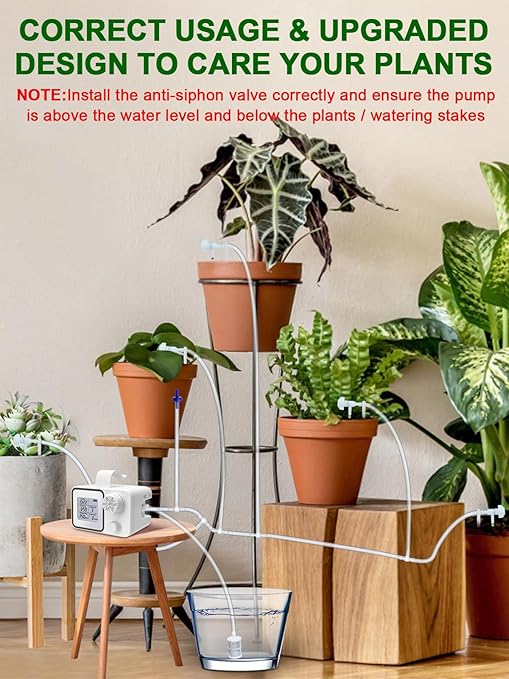 Automatic Watering System with Adjustable Drippers, Indoor Automatic Plant Waterer, Automatic Drip Irrigation Kit with Customize Schedule Water Timer for Balcony, Indoor Vacation Plant Watering