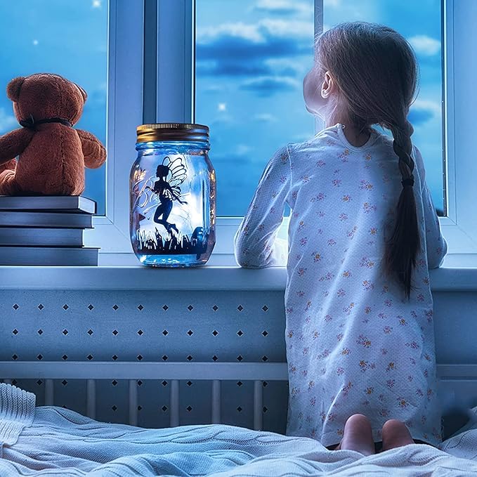 8 Pack Fairy Star Firefly Jar Lids Lights,Solar Fairy String Lids Lights（No Jars）,Waterproof Lantern Mason String Solar Lights with Hangers for Regular Mouth Jars Christmas Gifts(Cold White)