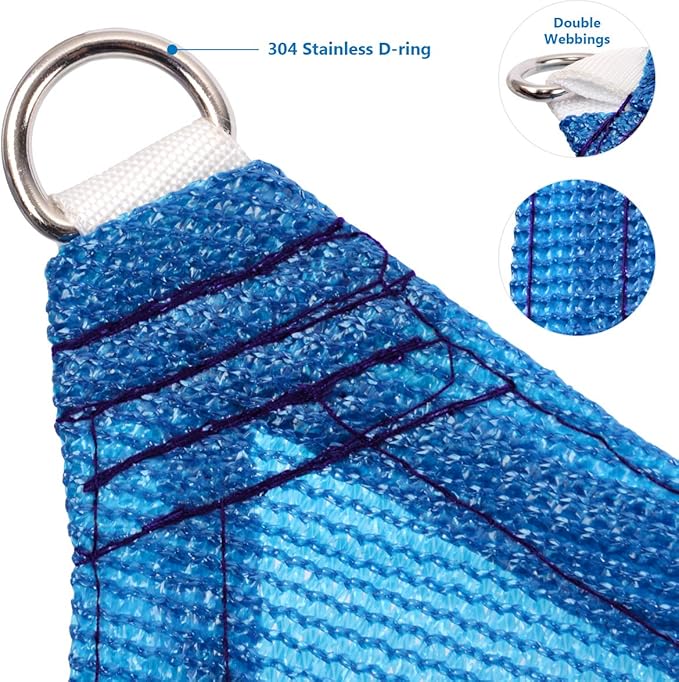 Eden's Decor Straight Flat-Edged Sun Shade Sail Rectangular 10' x 14' Blue UV-Blocking Outdoor Canopy Fabric Cloth Awning for Pergola Patio Garden Backyard Custom Size