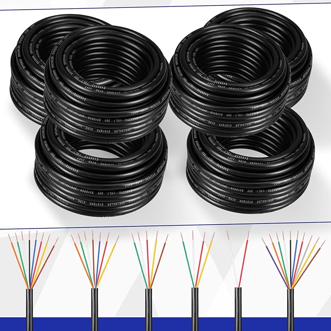 Hoolerry Solid Sprinkler System Wire 18 Gauge Irrigation Wire with UV Resistant PVC Jacket Sprinkler Cable for Underground Irrigation Field Central Control System 30v Ul Listed(18/4, 50 Ft)