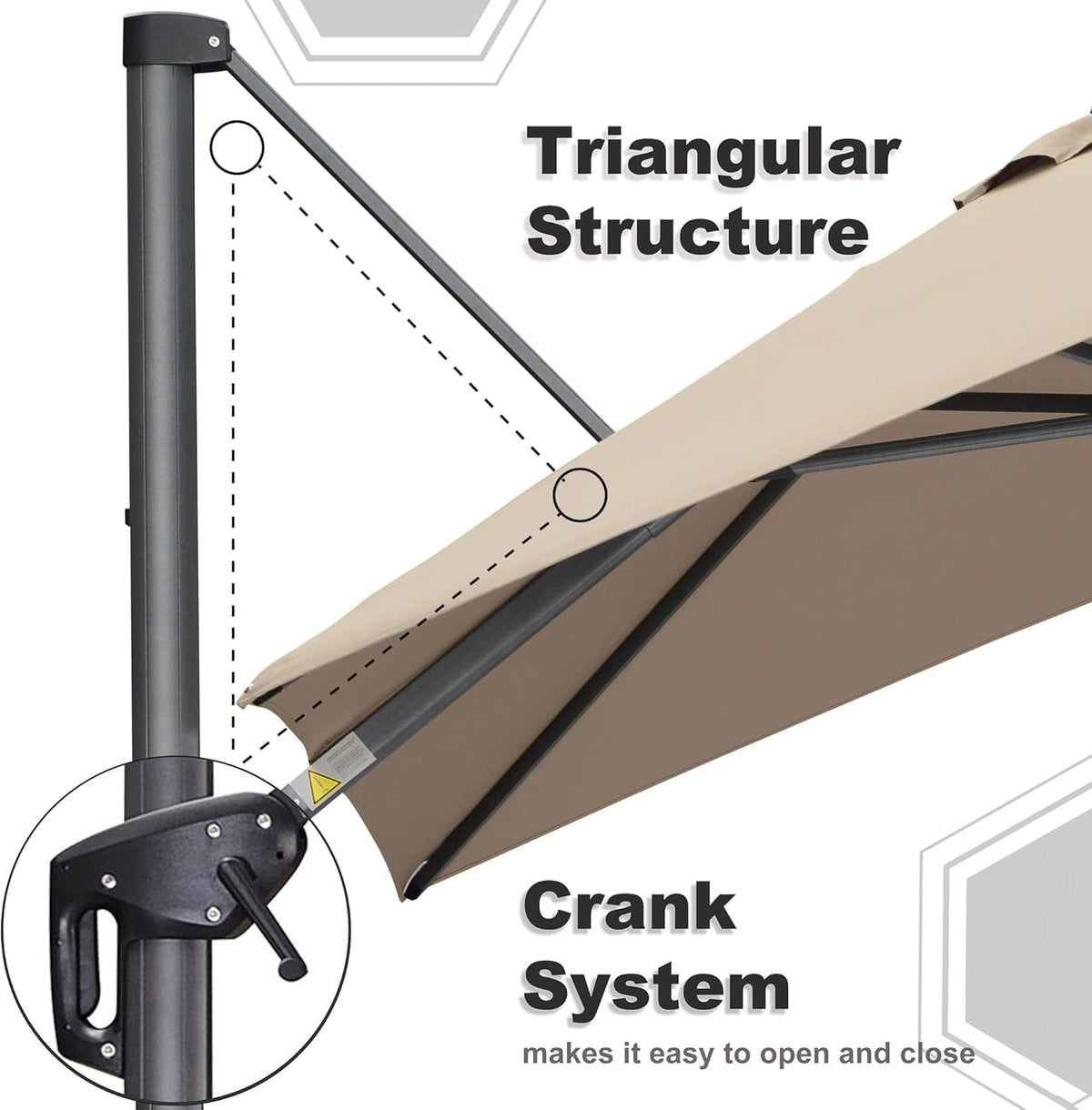 PURPLE LEAF 9' X 11.5' Patio Umbrella Outdoor Cantilever Rectangle Umbrella Aluminum Offset Umbrella with 360-degree Rotation for Garden Deck Pool Patio Taupe