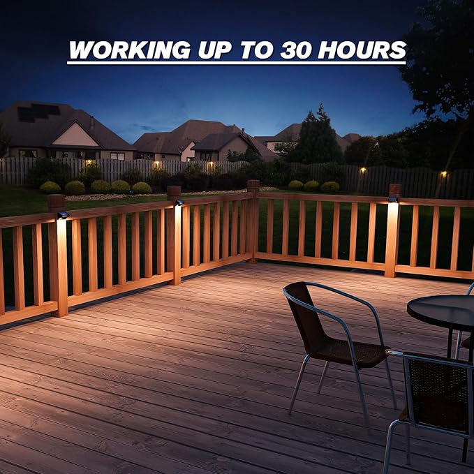 Aulanto Solar Fence Lights 8 Pack, Fence Solar Lights IP65 Waterproof, Warm White and 10 RGB Color Modes, Outdoor Decor for Backyard, Garden, Fence, Wall, Deck, Stairs