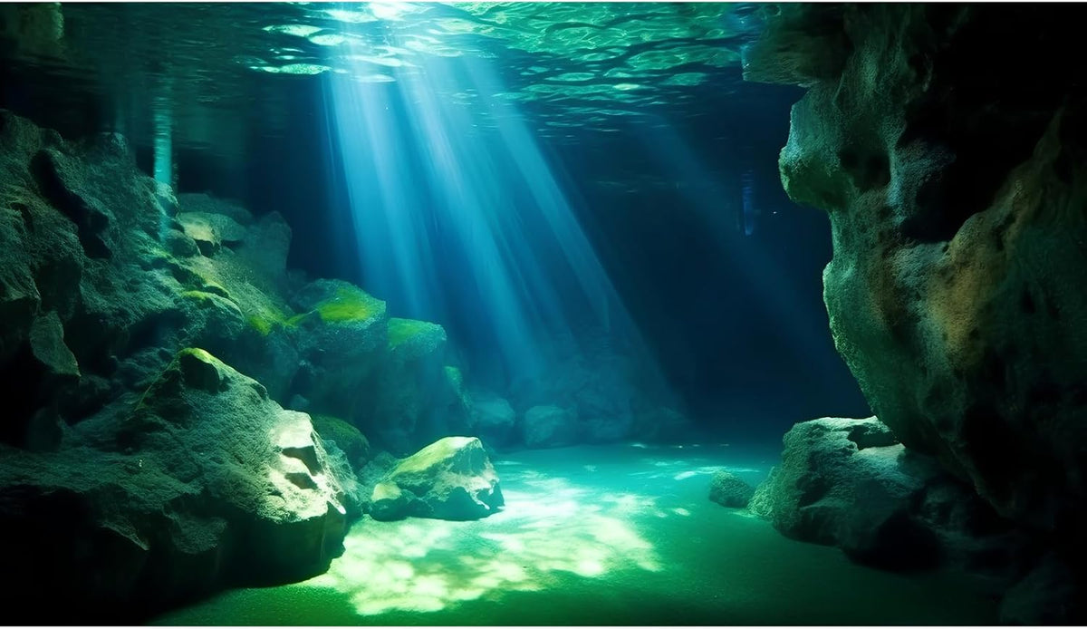 Underwater Fish Tank Background Under The Sea Cave Style Aquarium Background Ocean Floor Cave Sunlight Fish Tank Backdrop Tropical Fish Aquarium Terrarium Backgrounds Decorations 72x24in