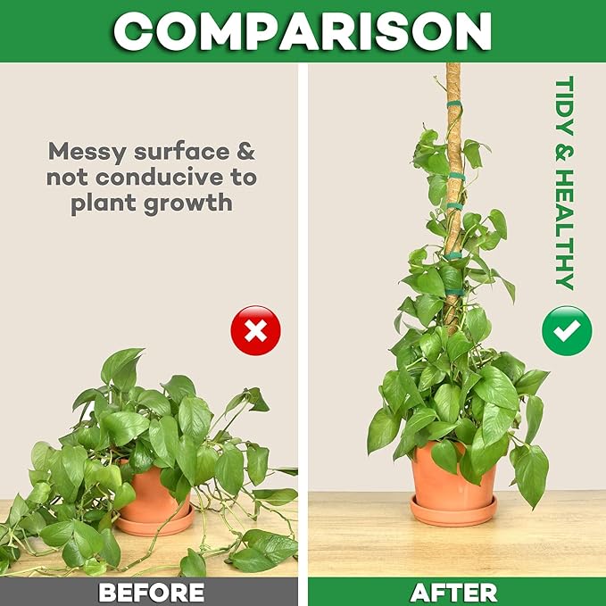 2 Pack Moss pole - 46 Inch Moss Pole Indoor - Monstera Plant Support - Plant Stakes for Indoor Plants - Plant Stiks support Tall - Moss Pole for Climbing Plants support - Monstera Pot - Moss Poles