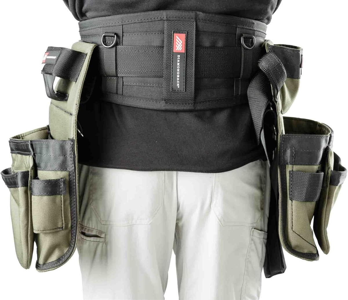 Diamondback 6" Padded Tool Belt - Men & Women - Framer, Carpenter, Ironworker - Black