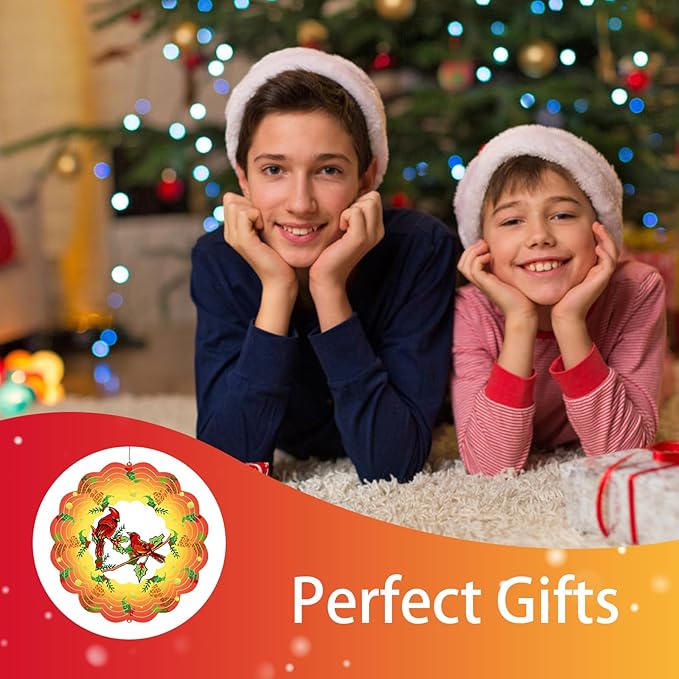 Cardinal Wind Spinners Metal Cardinal Gifts for Women, Mom, Grandma,12inch Hanging Wind Spinner for Outdoor&Indoor Decor Wind Kinetic Christmas Mother Ornament for Yard Garden Decoration