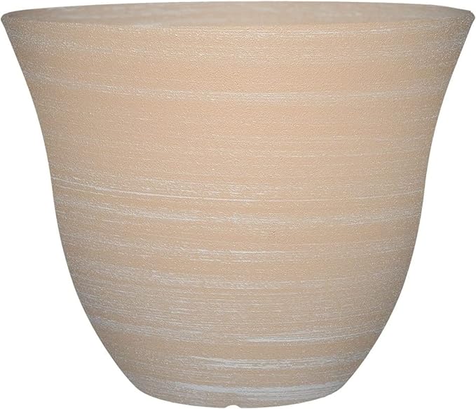 Classic Home and Garden Honeysuckle Resin Flower Pot Planter, Beige, 13"