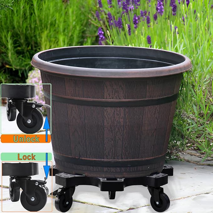 20" Plant Caddy with Wheels 600lbs Heavy Duty Outdoor,Indoor Rolling Plant Stand with 3in Casters Black Plant Dolly Large Potted Planter Cart for Big Flowerpots Plants Pots Garden Pot Mover