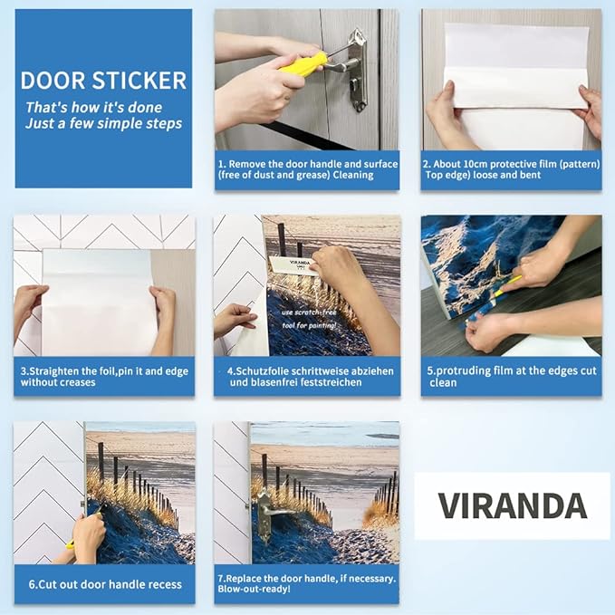 3D Door Stickers Murals - Stairs - Door Wallpaper - Self-Adhesive - Removable - PVC - Waterproof - Matt Finish - Modern Style - White - 37.4" x 78.7"