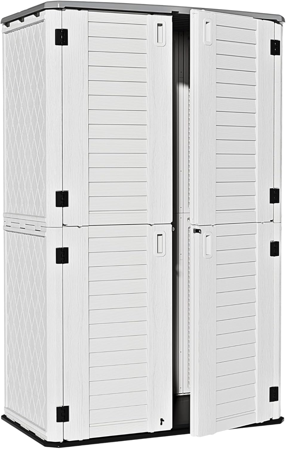 ZZM Large 67 Cu.ft Waterproof Storage Shed, Outdoor Storage Cabinet，Durable Resin Storage for Patio Furniture, Garden Tools, Pool Accessories, Mower Storage (White)