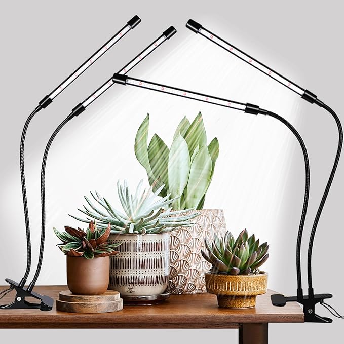 Grow Lights for Indoor Plants, 168 LEDs Clip Plant Lights, Full Spectrum LED Plant Growing Lamps with Flexible Gooseneck 4/8/12/18H Timer, 3 Spectral Modes, 10 Dimmable Levels, 2 Pack