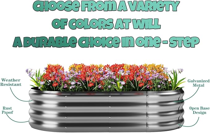 Galvanized Metal Planter Round Raised Garden Bed Kit for Gardening Outdoor，3x3x1ft Grow Garden Box Raised Flower Bed，Round Galvanized Planter Outdoor Large Metal Fire Pit Ring