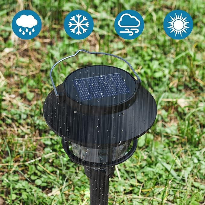 2 Pack Solar Pathway Lights Outdoor - Bright Solar Powered Garden Lights with Warm White LED, Auto On/Off Waterproof Path Lights Decorative, Landscape Lighting for Yard Patio Walkway Driveway