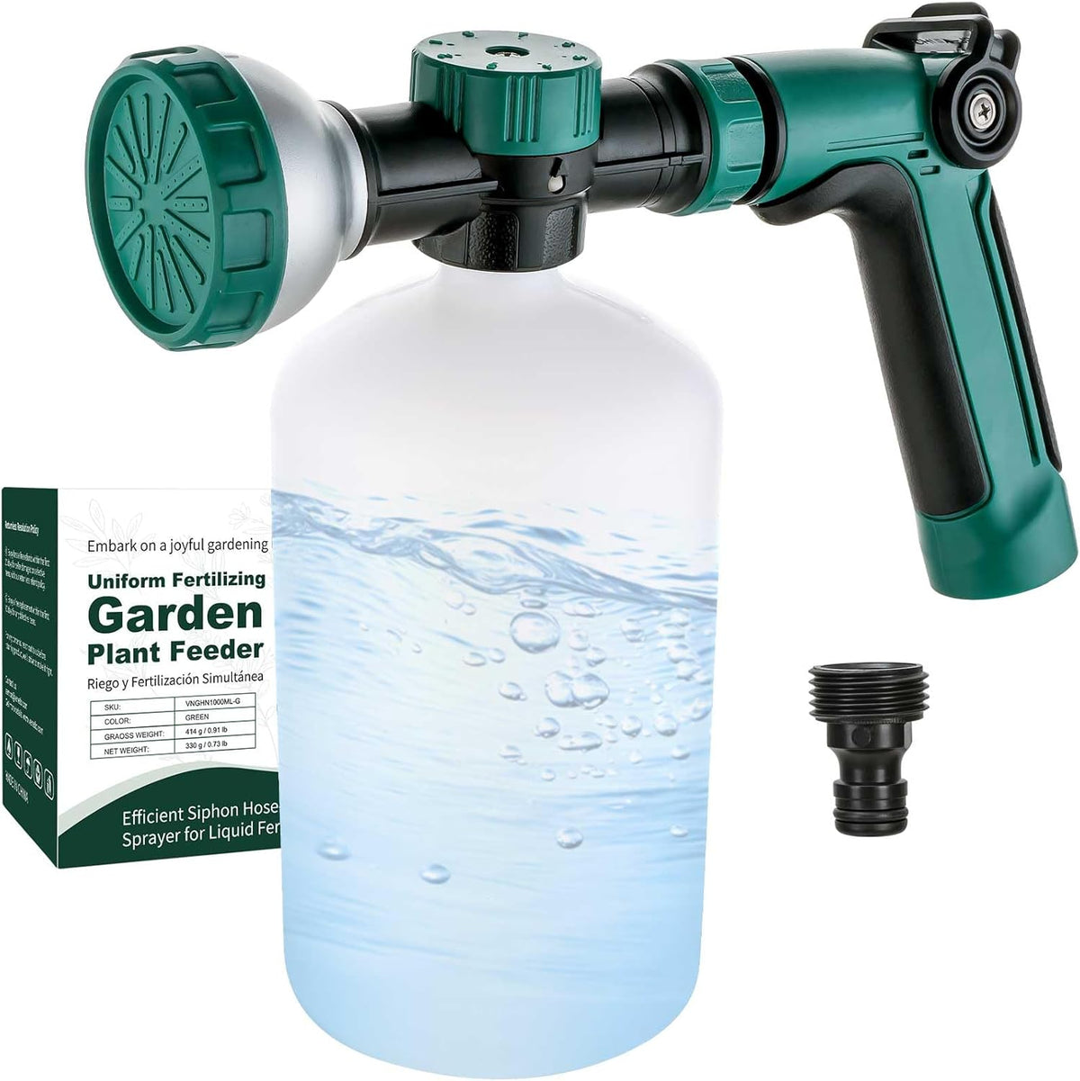 VENETIO 8-Dial Hose End Sprayer for Liquid Fertilizer/Soap | Precision Lawn, Yard & Garden Feeder with 34oz Bottle for Uniform Fertilizing and Watering Plants | Hose Attachment Nozzle Spray Gun