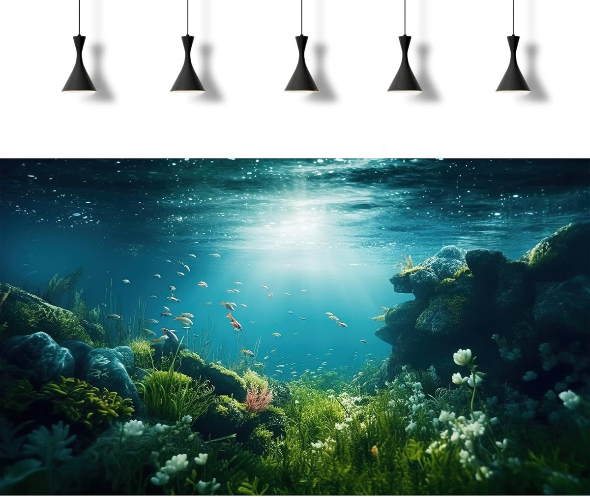 Underwater Aquarium Background Under The Sea Fish Tank Background Ocean Floor Green Aquatic Plants Aquarium Backgrounds Deep Sea Sunray Tropical Fish Aquarium Tank Backgrounds 36x24in