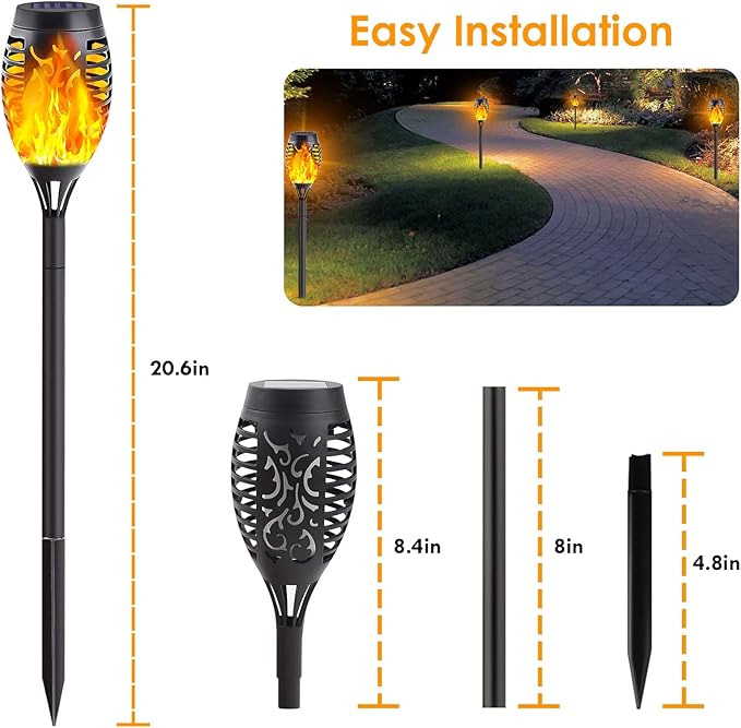 Albelt Solar Torch Lights Outdoor - 10 Pack With Flickering Flame for Garden Decor, Super Bright Waterproof for Outside Landscape Yard Party Decorations