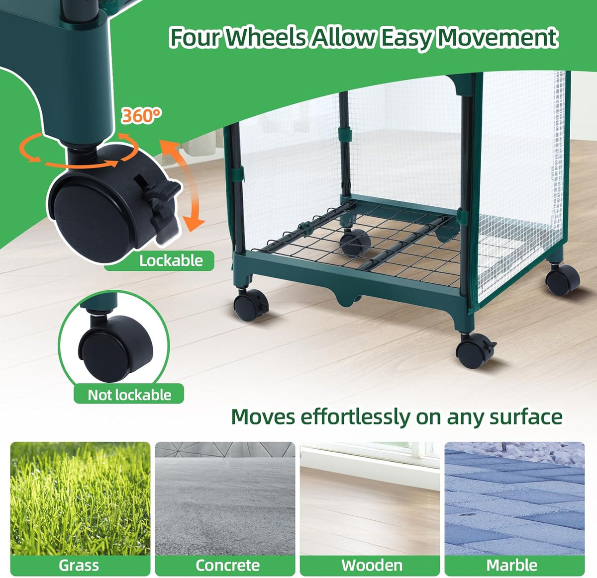 Ohuhu Mini Greenhouse for Indoor Outdoor, Small Plastic Plant Green House with Locking Wheels Portable Greenhouses with Durable Cover for Seedling,Ideal Gardening Gifts for Women Men White