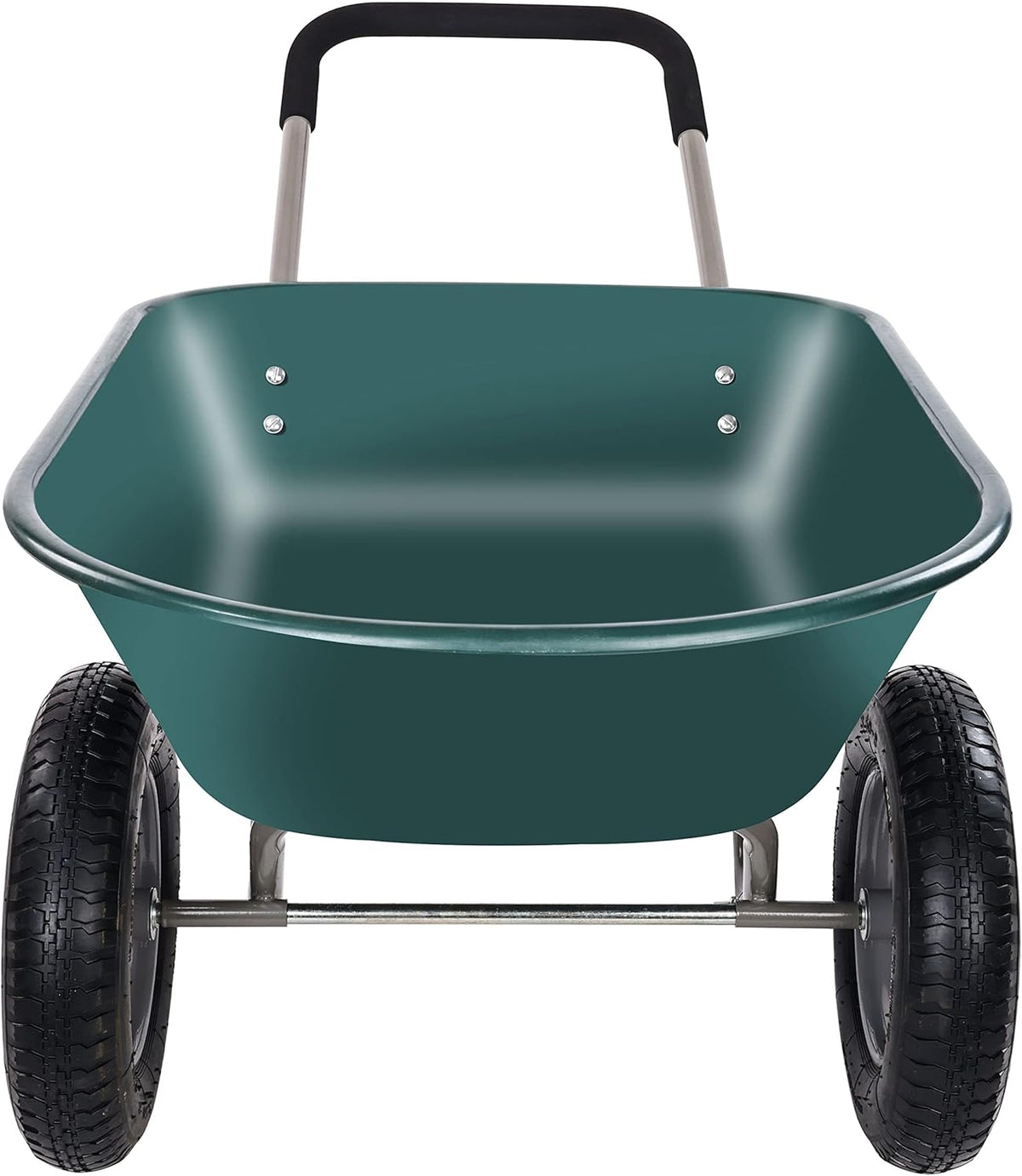 Wheelbarrow Garden Cart, Heavy Duty Home Utility, Dual-Wheel Home Garden Yard Utility Wheelbarrow Cart with Built-in Stand, Green