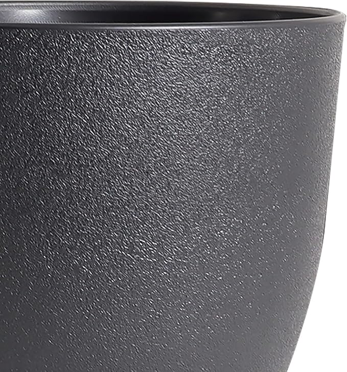 12/10/9 inch Big Flower Pots, 3 Pack Modern Decorative Plastic Planters with Drainage Holes and Tray, Plant Pots for Indoor Outdoor Plants, Black