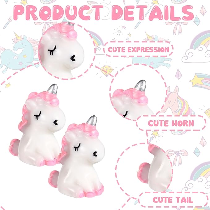 Barydat 120 Pcs Micro Unicorn Miniature Figurines Garden Moss Landscape Mini Resin Animals Unicorn Cake Topper DIY Terrarium Crafts Ornament Accessories for Home Dollhouse Decoration, 4 Colors
