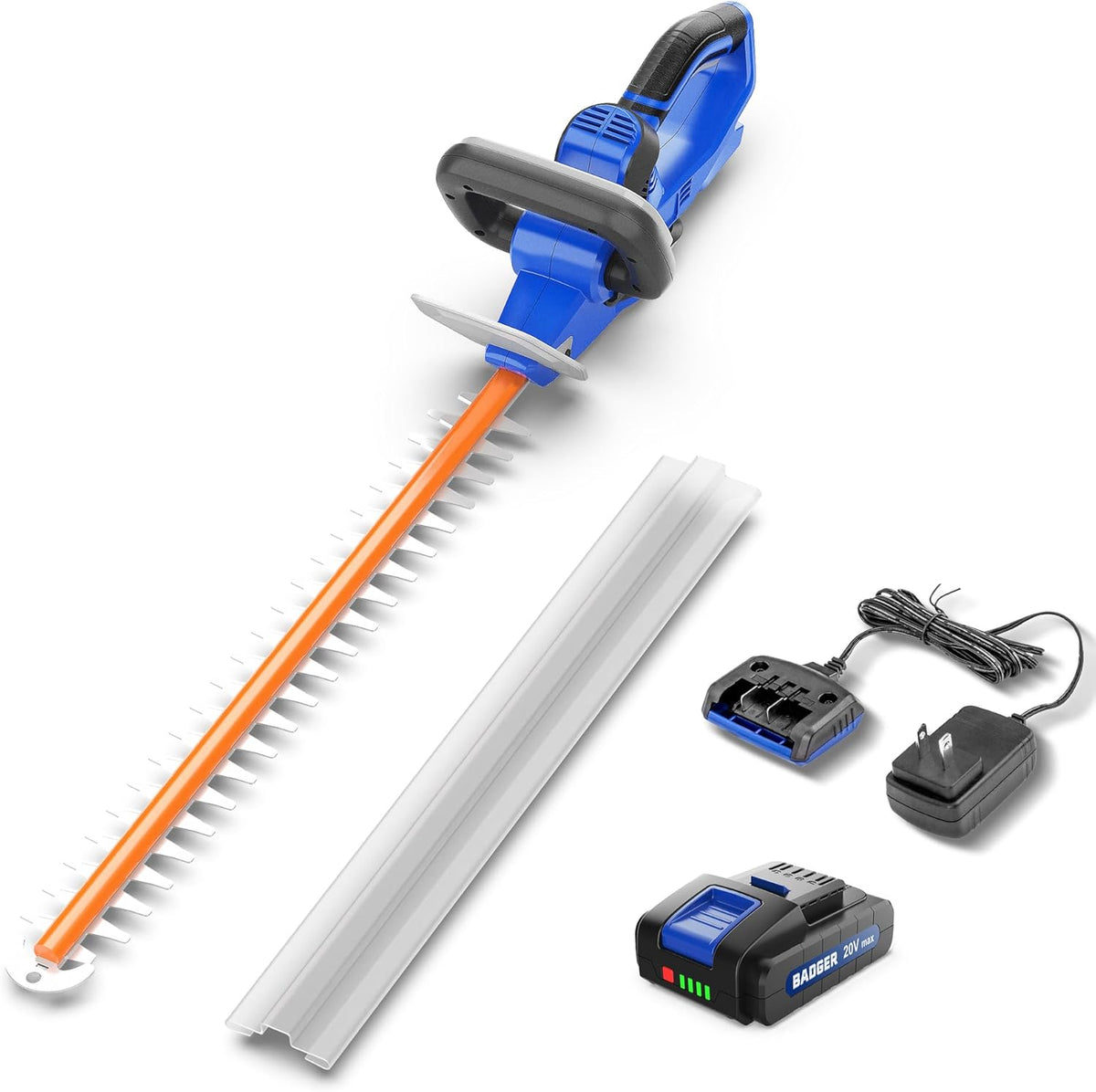 WILD BADGER POWER 20v Hedge Trimmer Upgrated, 22" Cordless with Guard & Bumper, Lightweight, Powerful, 2.0AH Battery and Charger Included