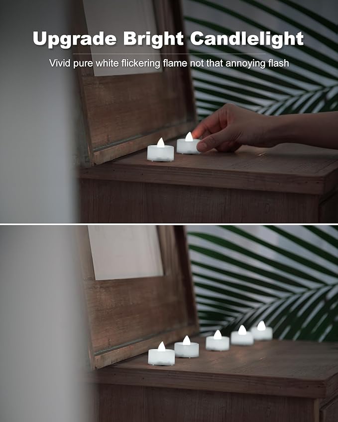 BEICHI Flameless Candles, 12Pack Battery Operated Candles, LED Tea Lights Candles Battery Operated, Flickering Fake Candles for Wedding Halloween Christmas Diwali- Pure White Light