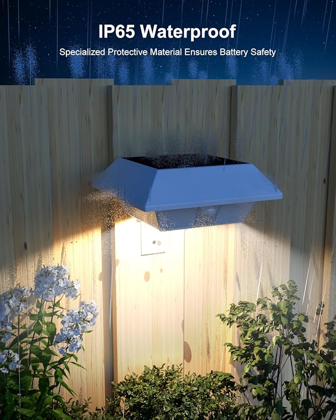 8 Pack White Solar Powered Gutter Lights Outdoor Decorative Waterproof 12 LEDs Yard Lamp for Lighting Fence, Railing, Outside Wall, Deck, Garden, Path, Backyard, Walkway, Patio, Holeless Installation