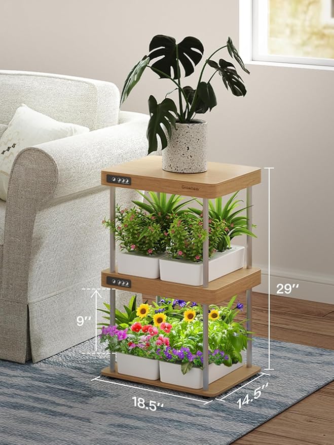 GROWNEER HydroEasy1.0 Hydroponics Growing System Kit, Beginner-Friendly Indoor Garden for Vegetable Fruit Herb, Solid Wood Design, Perfect Gift Idea, Full-Spectrum LED Lights for Maximum Growth