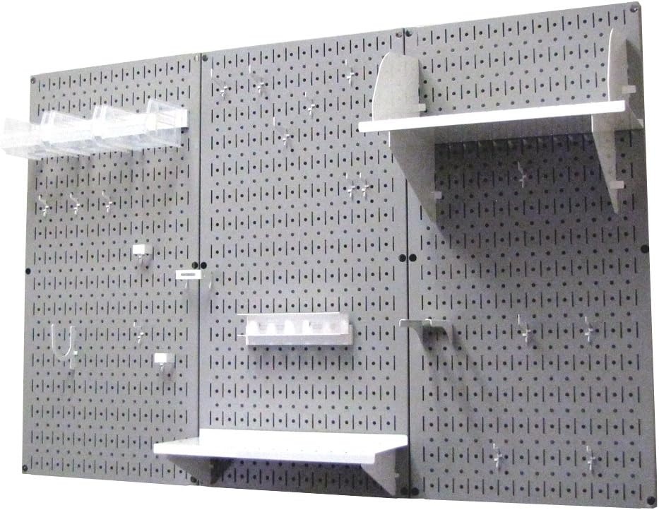Wall Control Pegboard Organizer 4 ft. Metal Pegboard Standard Tool Storage Kit with Gray Toolboard and White Accessories