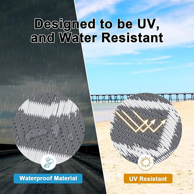 HEBE Outdoor Rug Waterproof 9x12, Reversible Plastic Straw Rug RV Camping Rug, Indoor Outdoor Patio Mat Clearance, Outside Carpet for Porch,Deck,Camper,Balcony,Backyard,Picnic