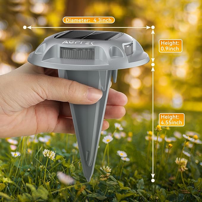 AGPTEK Solar Driveway Lights 12 Pack, 2 Colors in 1 Outdoor Solar Deck Dock Marine Waterproof LED Driveway Marker Security Lights for Outside Pathway,Boat Dock,Step,Walkway,Path,Garden (Warm & White)