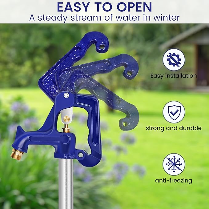 3.25FT Frost-Free Yard Hydrant, Freezeless Frost Proof Hydrant,Water Hydrant 3/4" Pipe Connection,Total Length 3.25ft, 12" Bury Depth,for Yard,Garden,Pasture Irrigation and Drinking