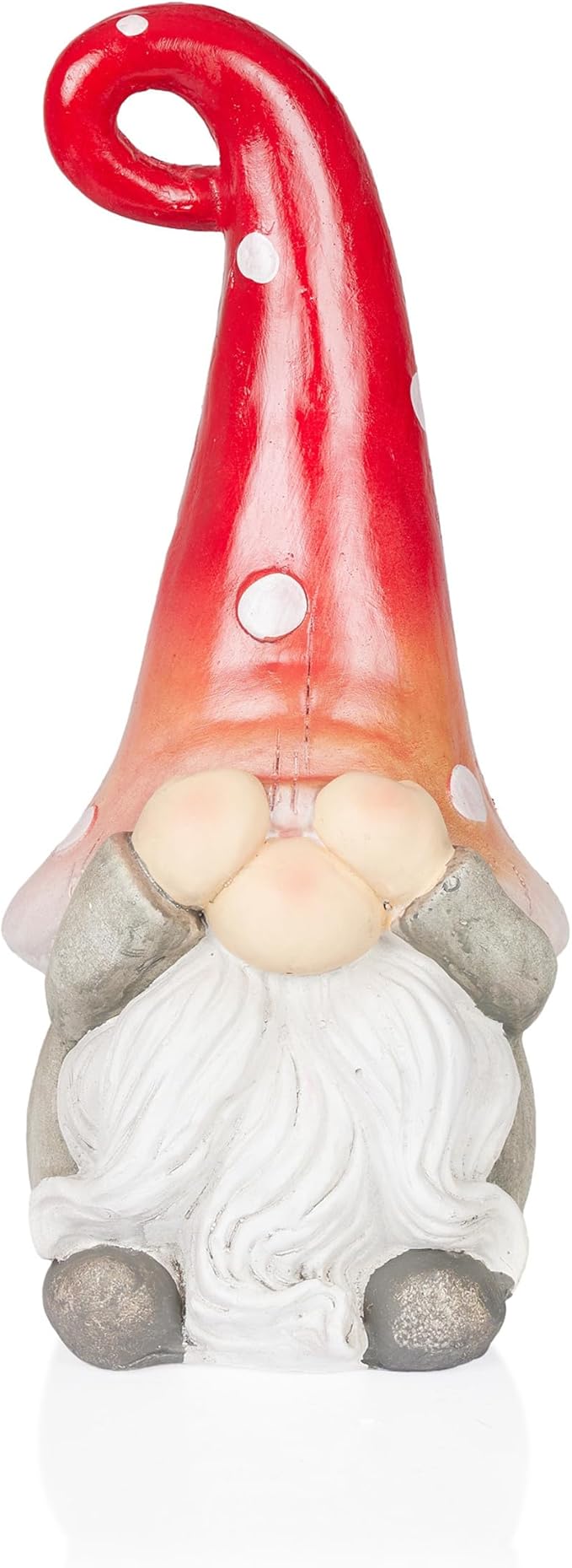 Alpine Corporation 17” Tall Outdoor Garden Gnome Yard Decoration - See No Evil Statue - Gnome with Red Polka Dot Hat – Durable, Weatherproof Decor for Patio & Deck