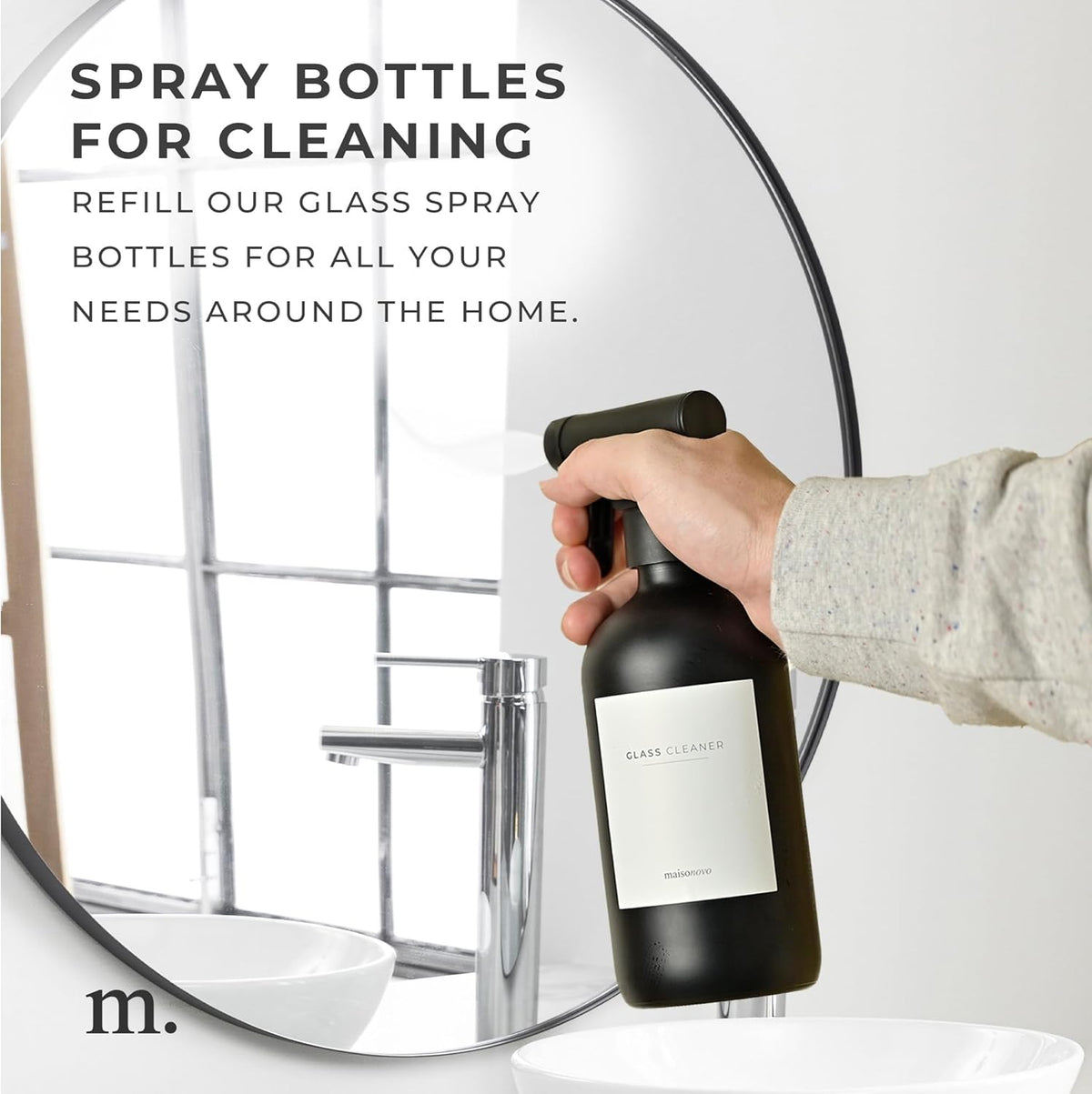 MaisoNovo Spray Bottle for Hair - 16.9 fl oz Black x 2 with 16 Labels