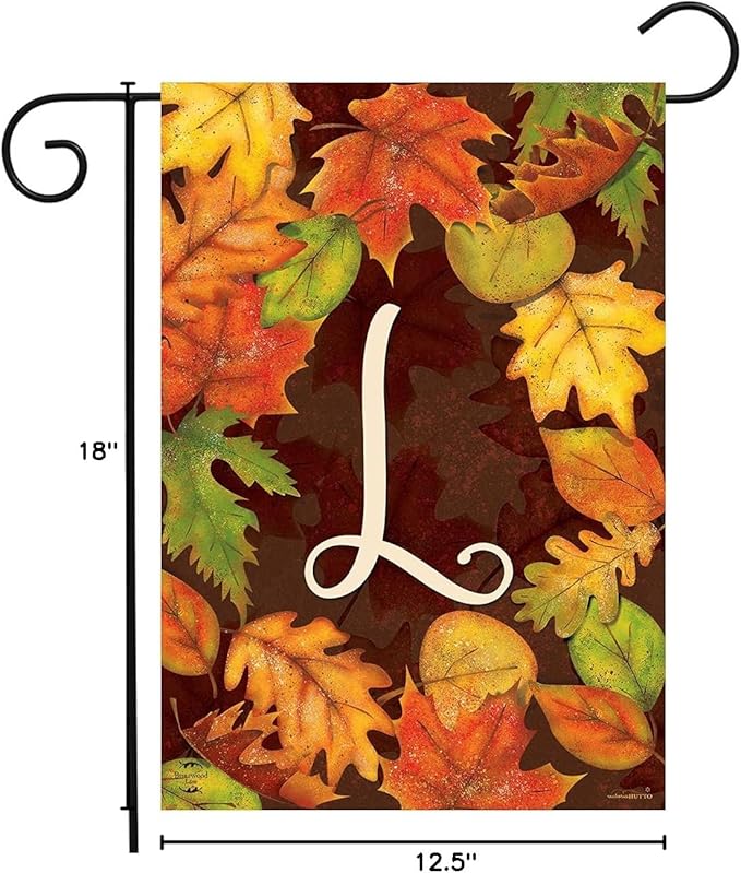 Briarwood Lane Fall Leaves Monogram Letter L Garden Flag