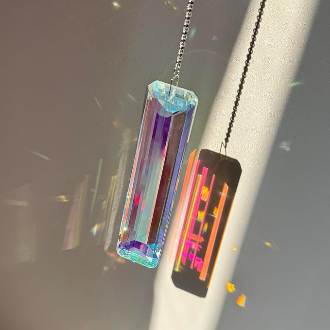 3PCS 5" Large Crystal Sun Catcher Prisms, Hanging Suncatchers with Glass Prism, Rainbow Maker for Room, Windows,Garden,Fantasy Aesthetic Home Decor. (YGBS01)