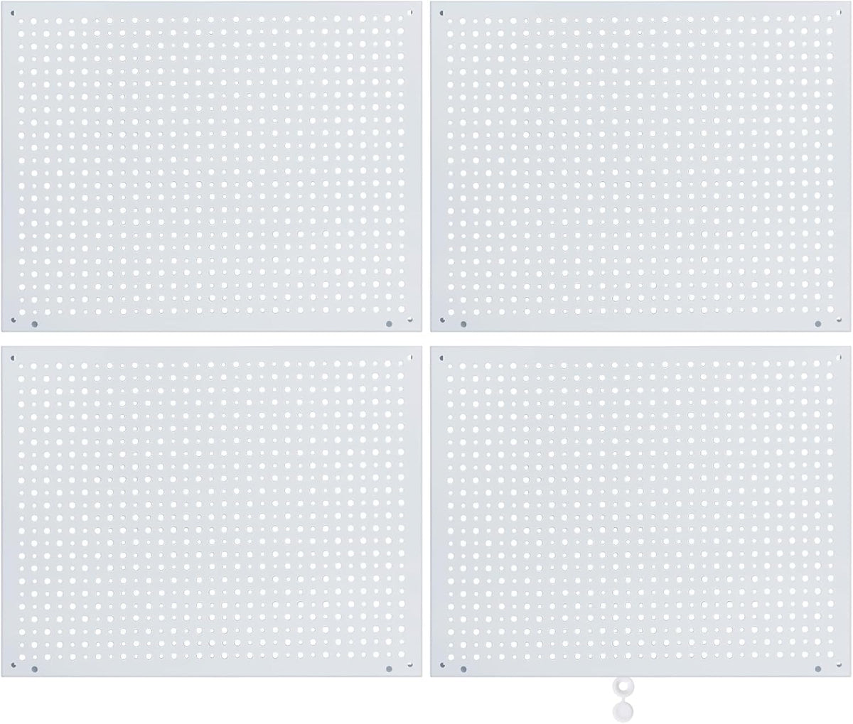 Peg Board, Heavy Duty Steel Organization Panels, Universal 1/8 and 1/4 Peg Board Accessories, Ideal for Garage Tool Storage, Pack of 4(White, 16X12)