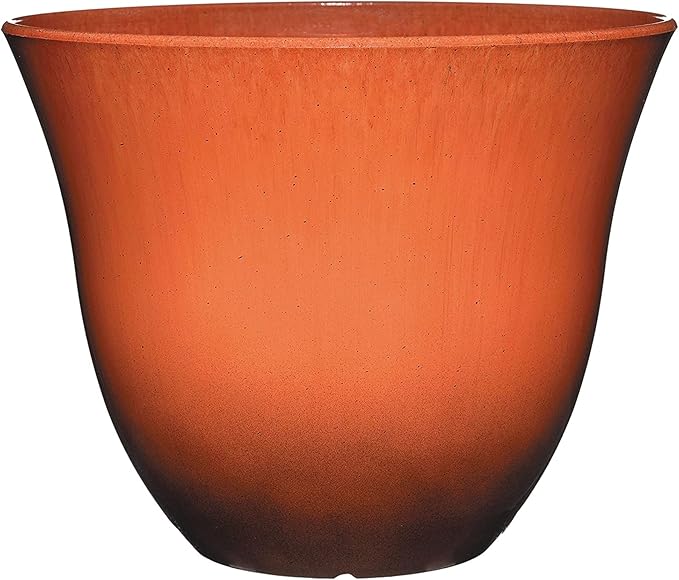 Classic Home and Garden Honeysuckle Resin Flower Pot Planter, Orange Ember, 15"