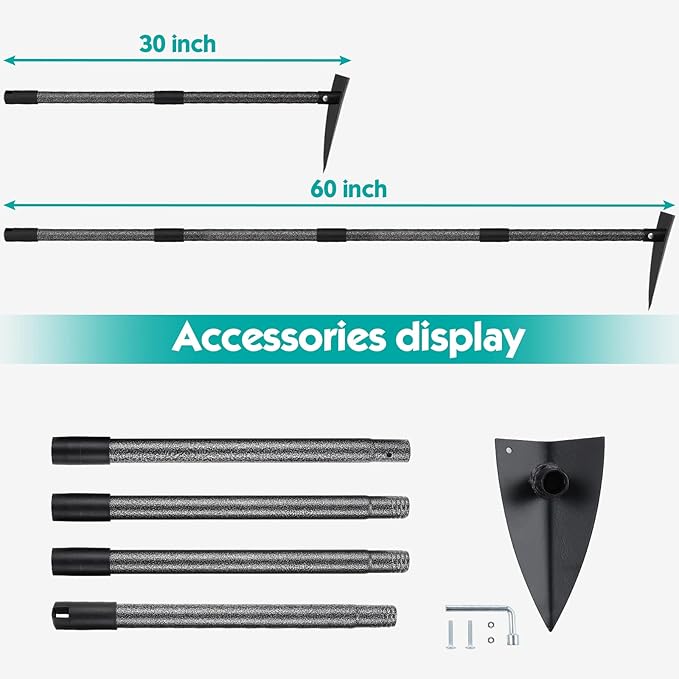 Hoe Garden Tool,Triangle Gardening Hoe with Sharp Blade for Digging,Weeding,Cutting and Loosing Soil,60 Inch Adjustable Length Metal Handle…