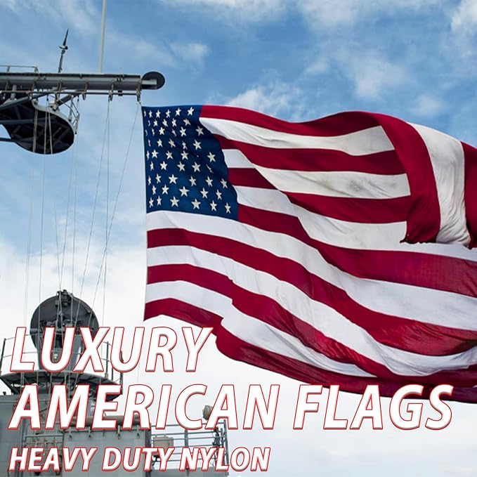 AZCOVER American Flag 8x12 FT Us Flag for Outside USA Heavy Duty Nylon American Flags for Outdoor with Embroidered Stars Sewn Stipes and Brass Grommets All Weather Lasting United States Flag