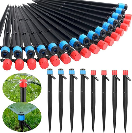 120 Pcs Drip Irrigation Emitters for 1/4'' Drip Irrigation Tubing 60 Irrigation Emitters Sprayer 60 Adjustable 360 Degree Water Flow Drippers for Patio Lawn Garden Watering