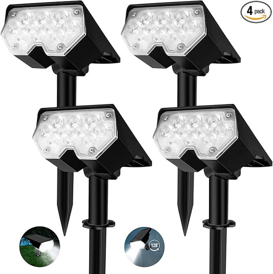 All-New Solar Spot Lights Outdoor Waterproof，20 LEDs Solar Tree Lights with 2 Modes,Landscape Spotlights for Pathway, Patio, Garden, Trees,Flag,Pool (4 Pack,White Light)