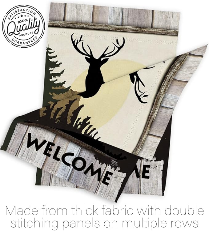 Breeze Decor Welcome Deer Nature Wildlife Decorative Vertical Garden Flag, 28" X 40", Multi-Color