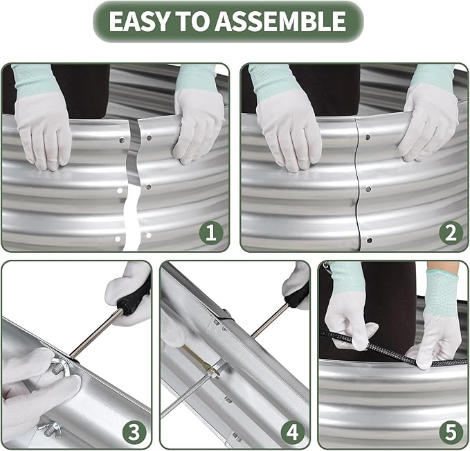 1MORE Galvanized Raised Garden Bed- Planter Garden Boxes Outdoor, Raised Beds for Gardening, 8x2x1ft Metal Garden Bed Kit for Vegetables Flower, Planter Raised Beds with Protective Tape & Tools.Silver