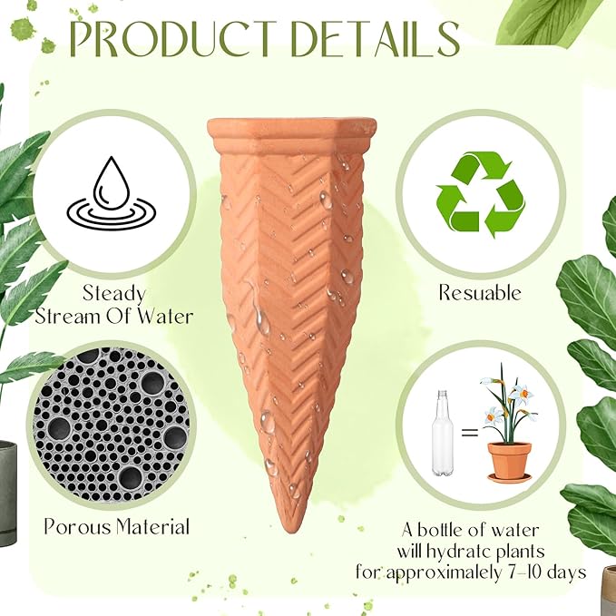 Baderke 8 Pack Plant Self Watering Spikes with 8 Pack 500 ml Plastic Wine Bottles, Automatic Terracotta Self Watering Devices for Garden Indoor Outdoor Plant