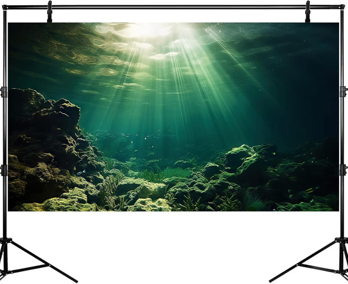 Under The Sea Aquarium Background Underwater Fish Tank Background Ocean Floor Rock Cave Sunray Terrarium Backgrounds Tropical Fish Ocean World Aquarium Reptile Tank Backgrounds 36x24in