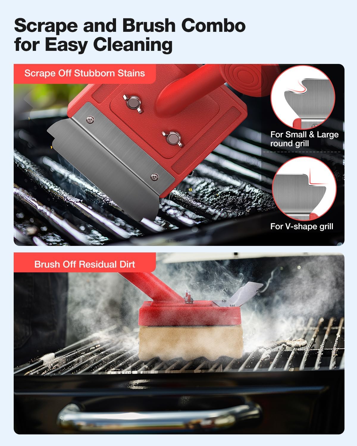 Grill Brush Bristle Free(Fire-Resistant Fabric),4 Replaceable BBQ Cleaning Head,Safe Replacement Cleaning Pad for Cast Iron or Stainless-Steel Grates (No Handle)